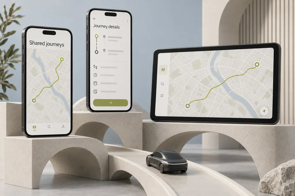 Carpooling Platform: conceptual web and mobile interface on studio devices