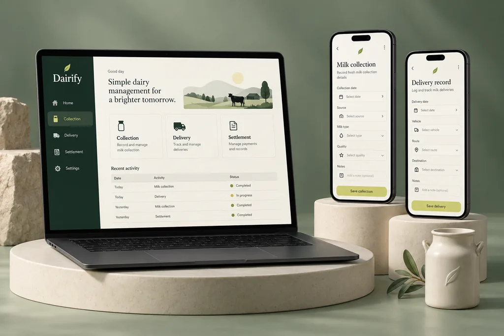 Dairify: conceptual web and mobile interface on studio devices