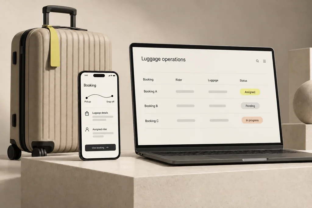 Luggage Management: conceptual web and mobile interface on studio devices